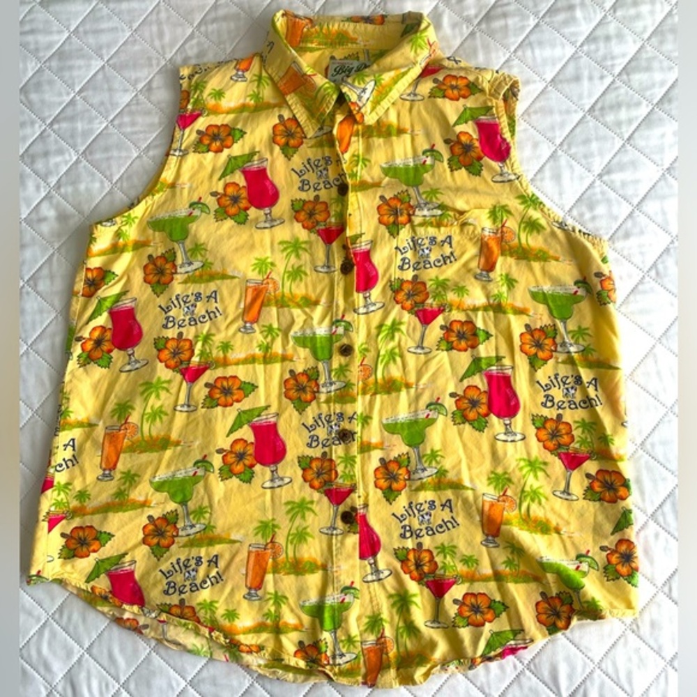 Vintage Big Dogs Button Down Hawaiian Tank